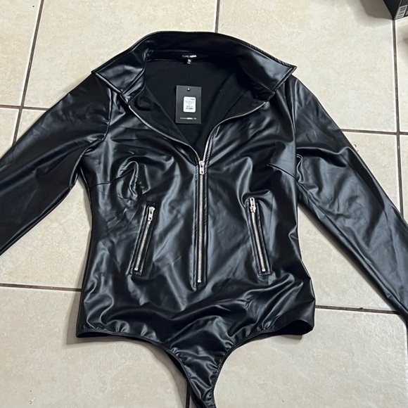 Fashion Nova Tops - Leather body suit-PLUS SIZE -1X